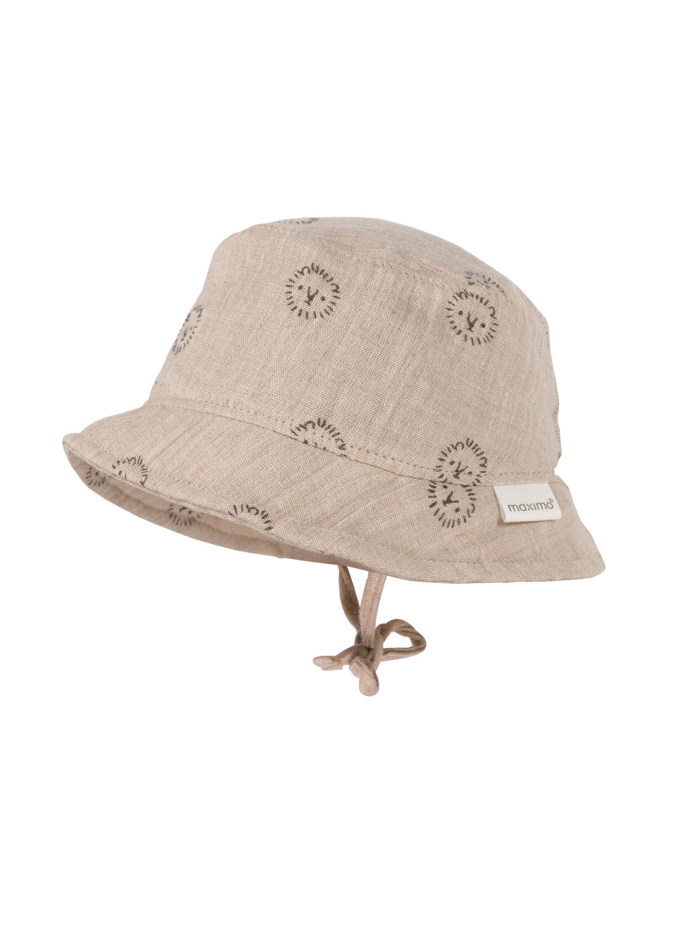 MAXIMO Hat 'GOTS BABY-Hütchen, Bindeband Musselinstoff, Futter' in Beige: front