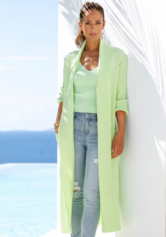 LASCANA Knit Cardigan in Green: front