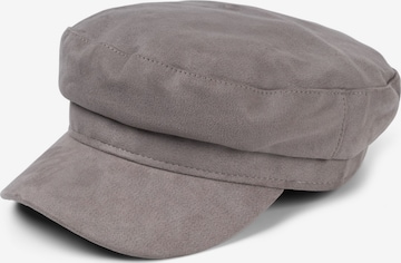 styleBREAKER Beanie 'Ballonmütze Einfarbig Veloursleder Optik' in Grey: front