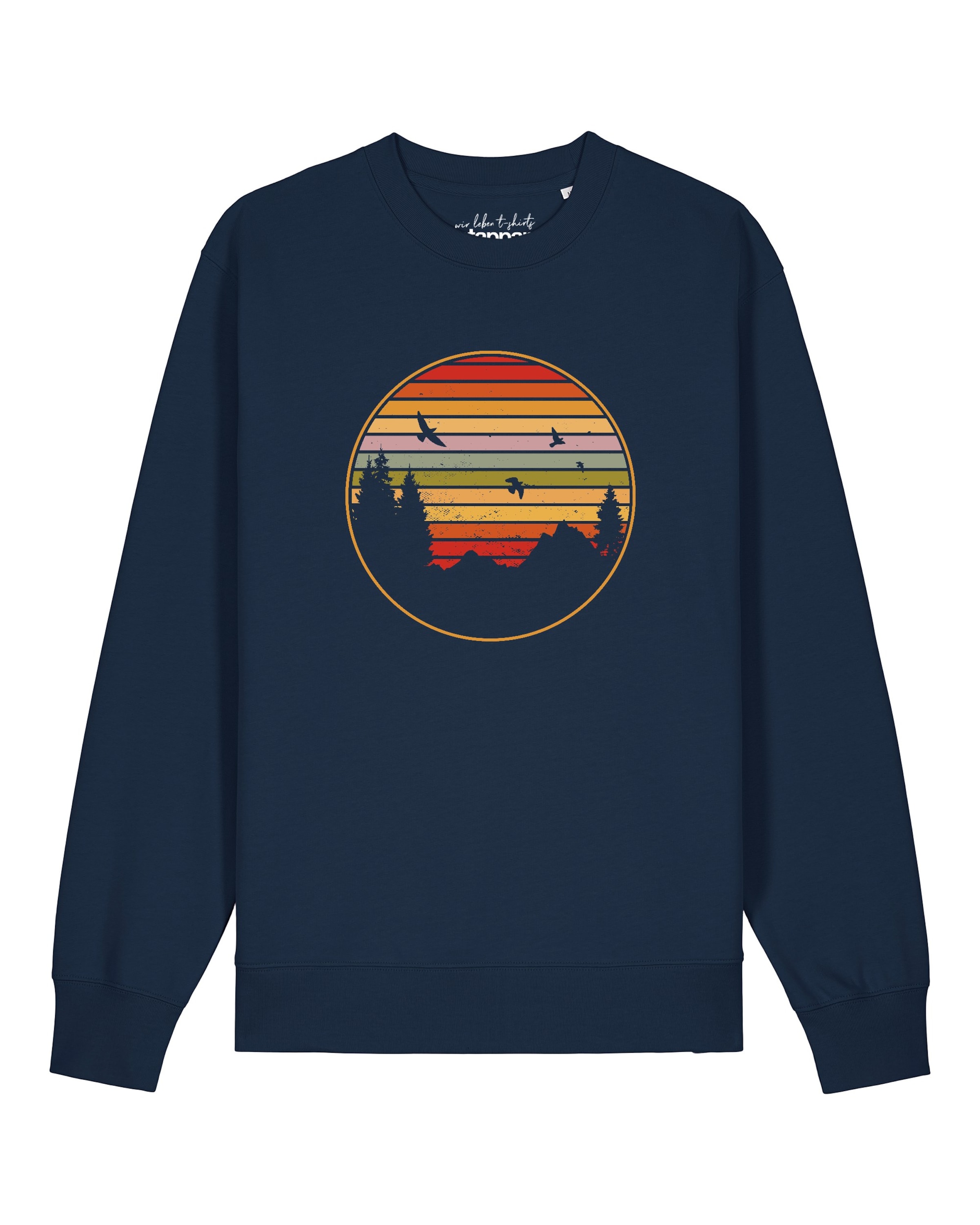 Watapparel Sweatshirt 'Sunset Berge & Tannen' in Blauw: voorkant