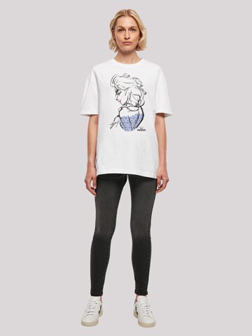 F4NT4STIC Shirt 'Disney Frozen Elsa Sketch Mono' in Wit