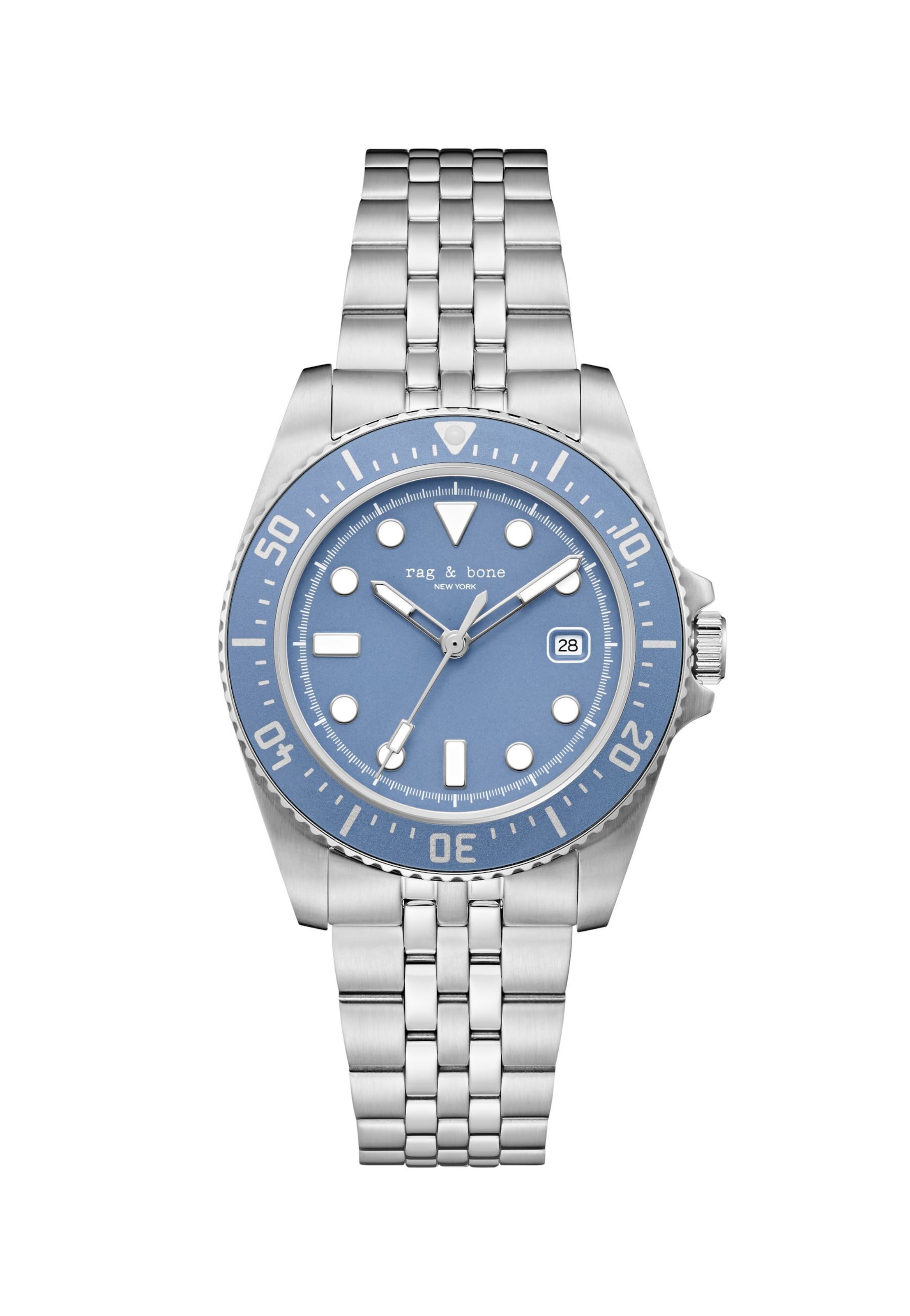 Montre à affichage analogique ' Rowan Date ' rag & bone en argent : devant