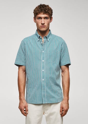 MANGO MAN Regular fit Button Up Shirt 'Vichyh-h' in Green: front