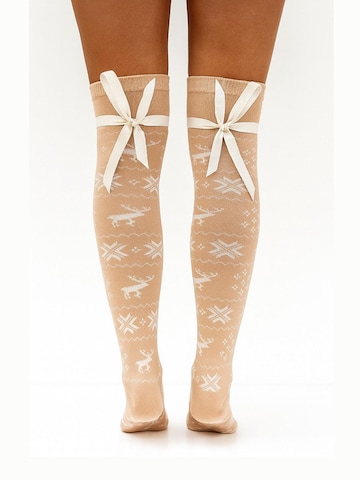 Lycille Over the Knee Socks in Beige