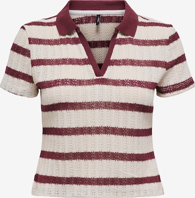 Marškinėliai 'ONLHALIA' iš Only Petite, spalva – vyno raudona spalva / balta, Prekių apžvalga