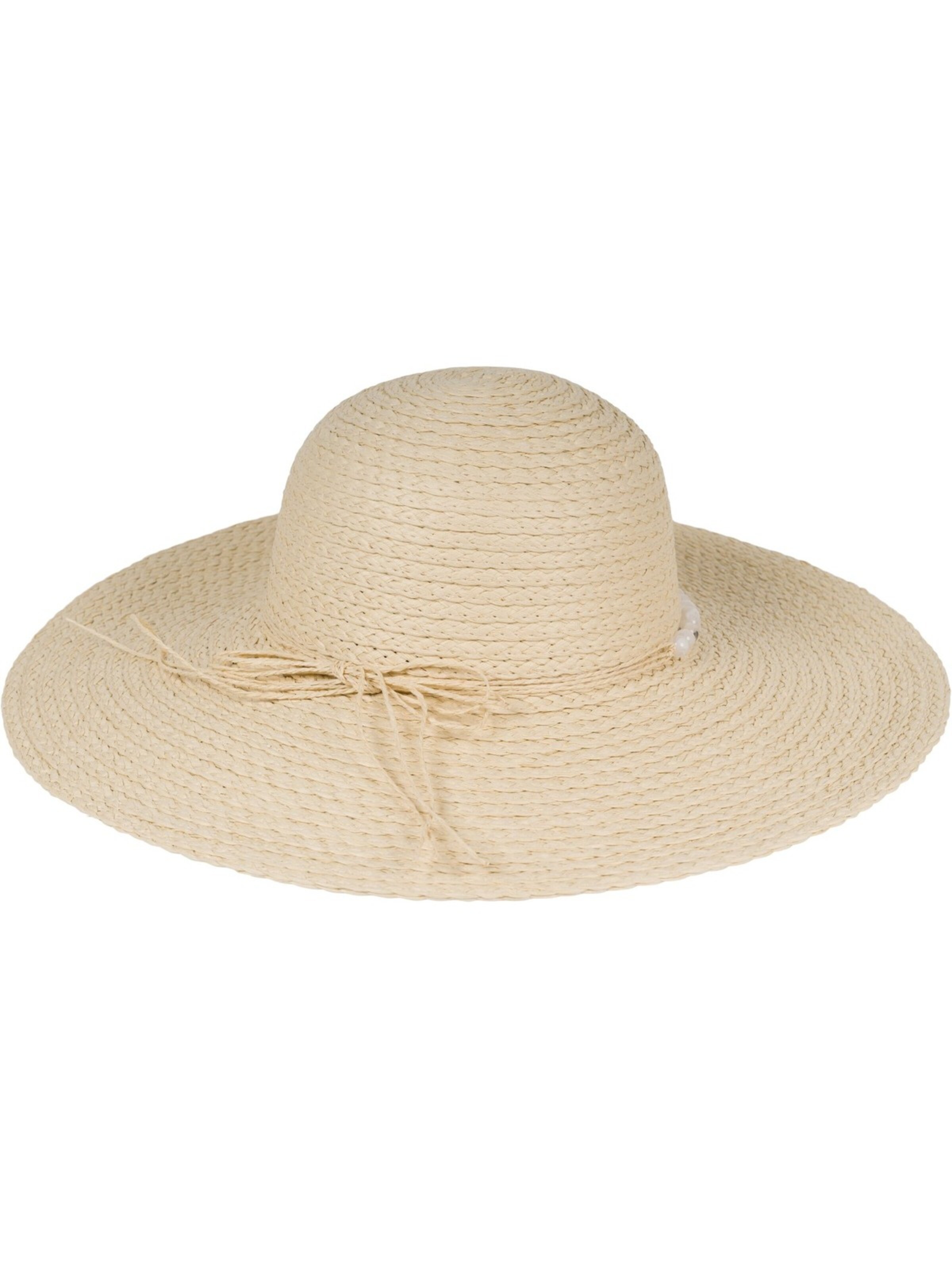 styleBREAKER Hut 'Papierstroh Sonnenhut Perlen Hutband'‌‌‌‌‌‌‌‌‌ in Beige