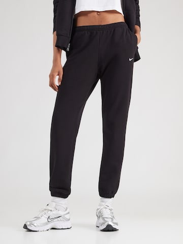 Nike Sportswear Zúžený Kalhoty 'Studio Fleece' – černá: přední strana