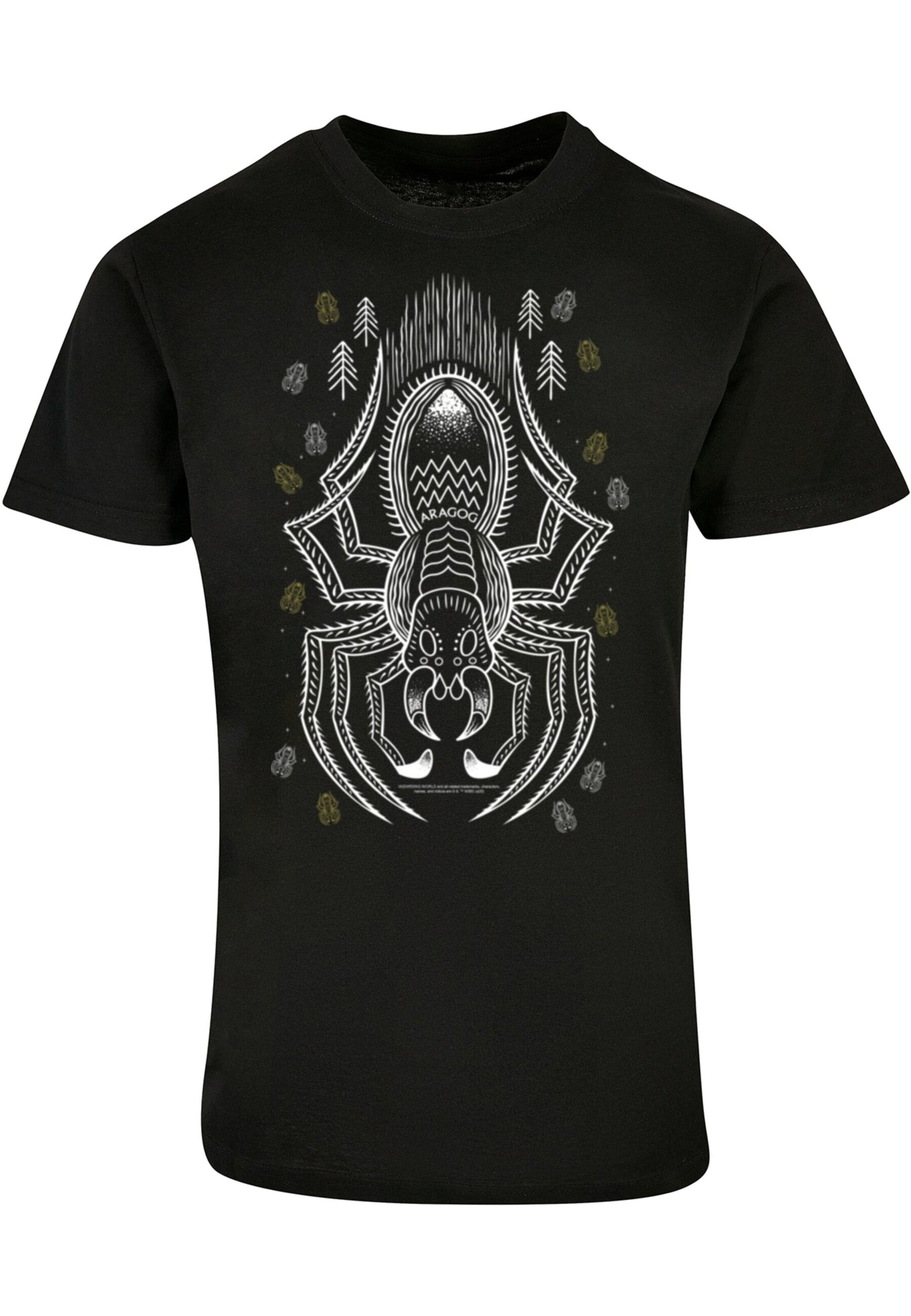 ABSOLUTE CULT Shirt 'Harry Potter - Aragog Line Art' in Zwart: voorkant