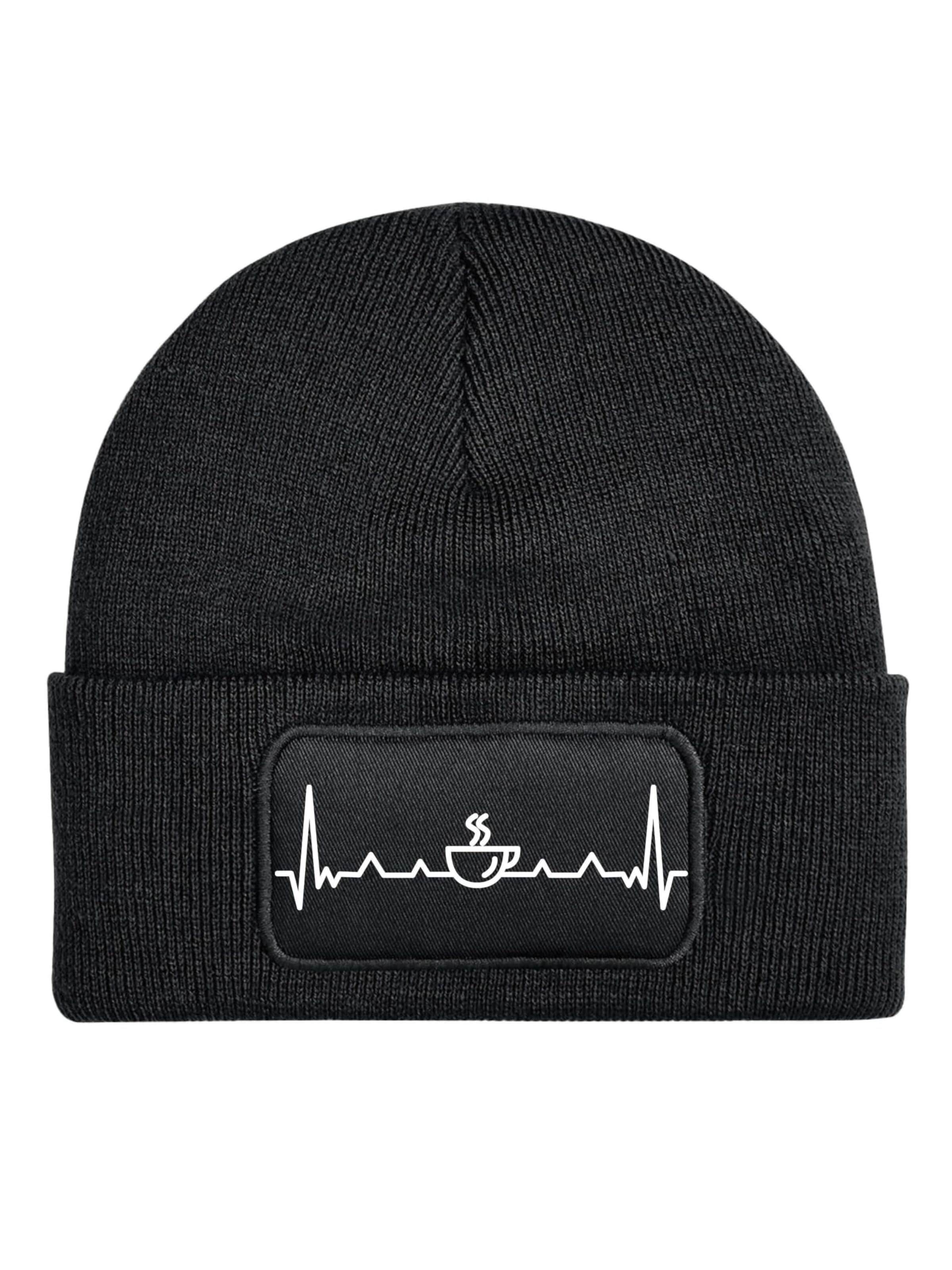 Youth Designz Mütze 'Heartbeat Kaffee'‌‌‌‌‌‌ in Schwarz: Vorderseite