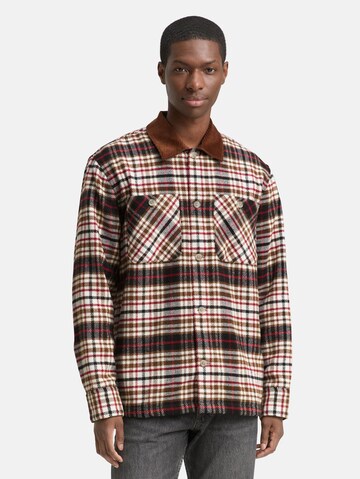 TOM TAILOR DENIM Comfort fit Button Up Shirt in Brown: front