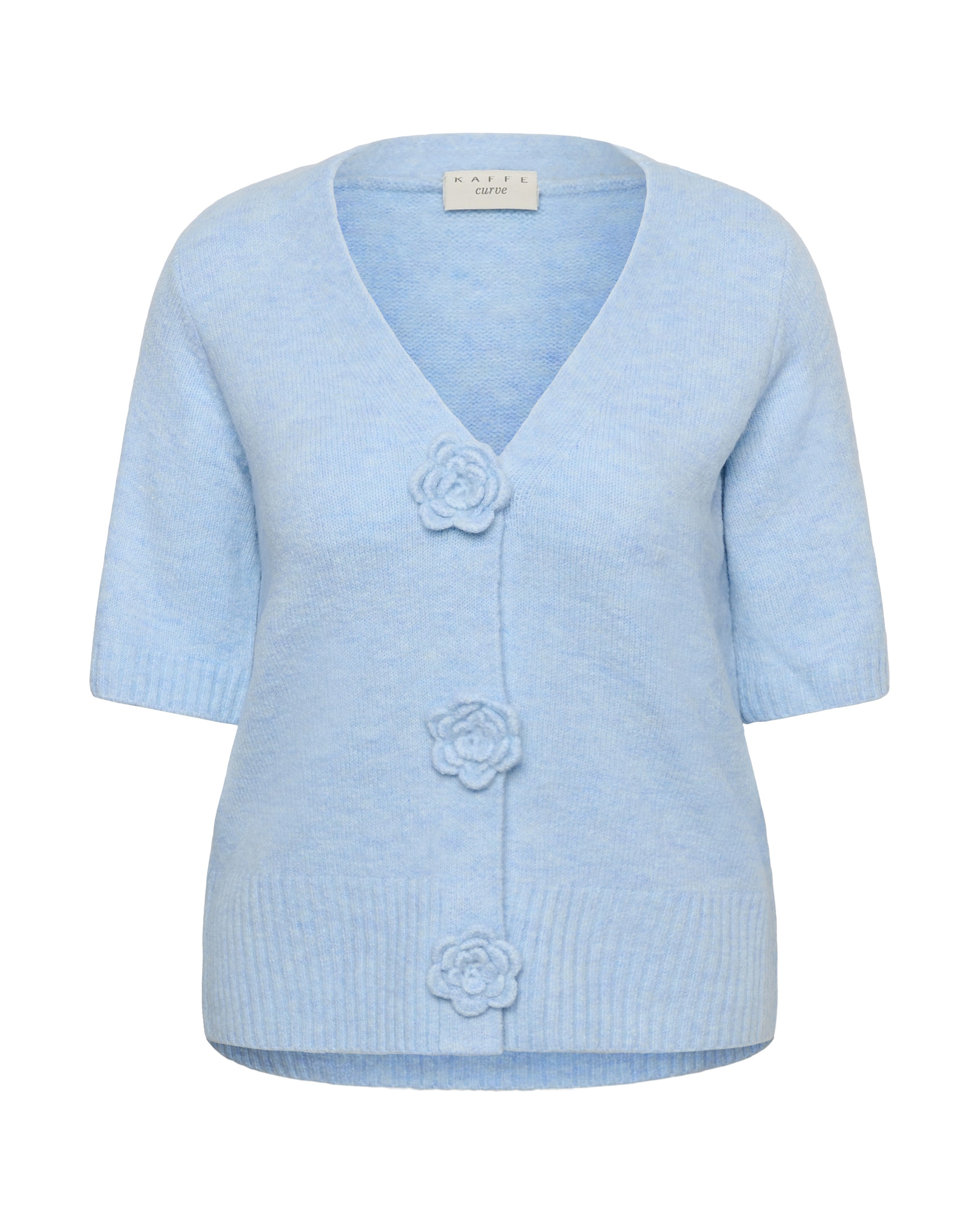 KAFFE CURVE Gebreid vest 'KCrosa' in Blauw: voorkant