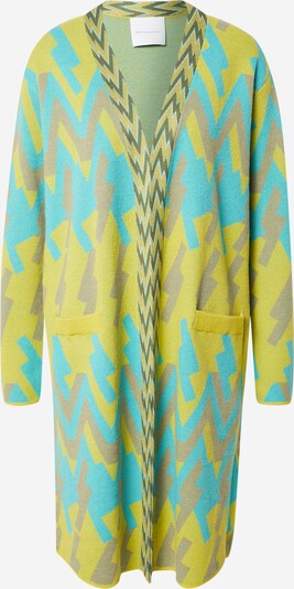DELICATELOVE Strickjacke 'ELLE' in aqua / zitrone / oliv / weiß, Produktansicht