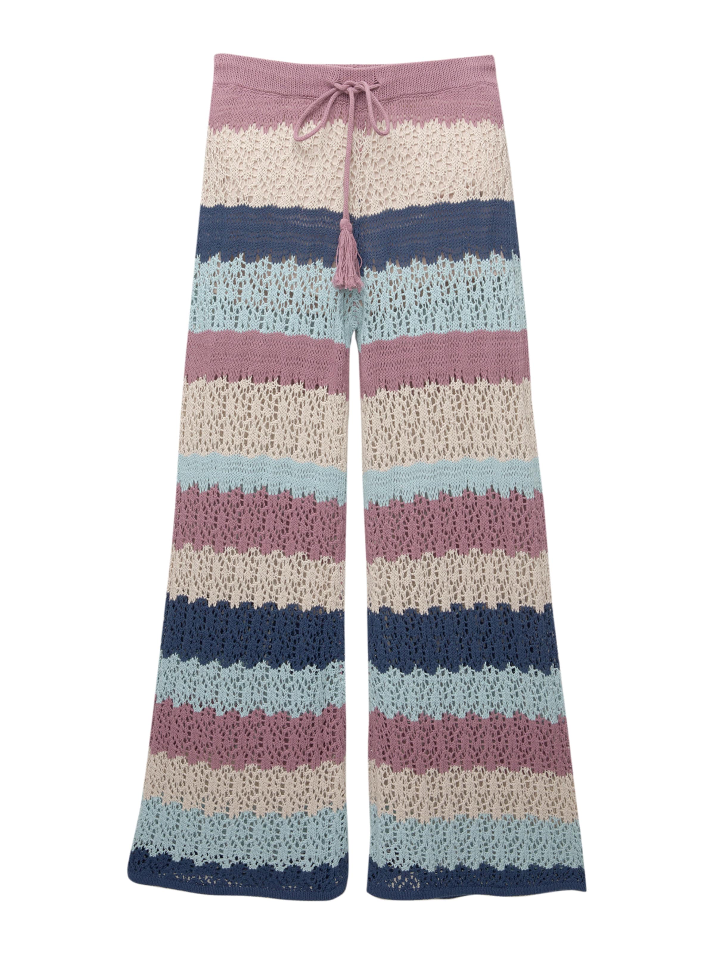 Pull&Bear Flared Trousers in Blue: front