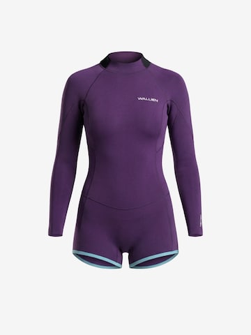 WALLIEN Wetsuit 'Horizonia Yulex® Springsuit Boyleg' in Lila: voorkant