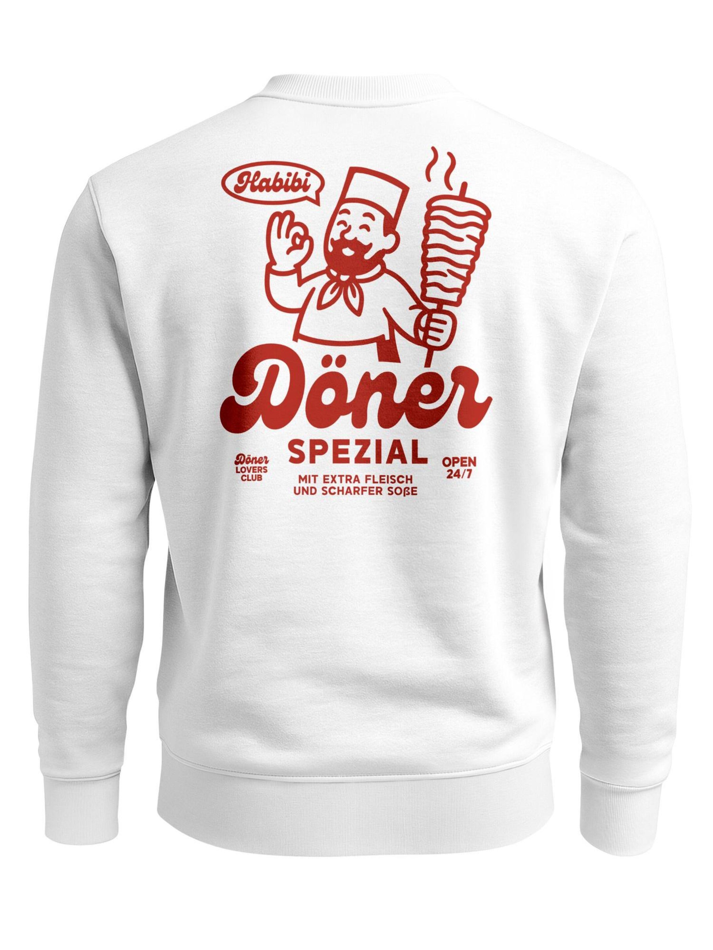 Neverless Sweatshirt 'Döner Spezial' in White