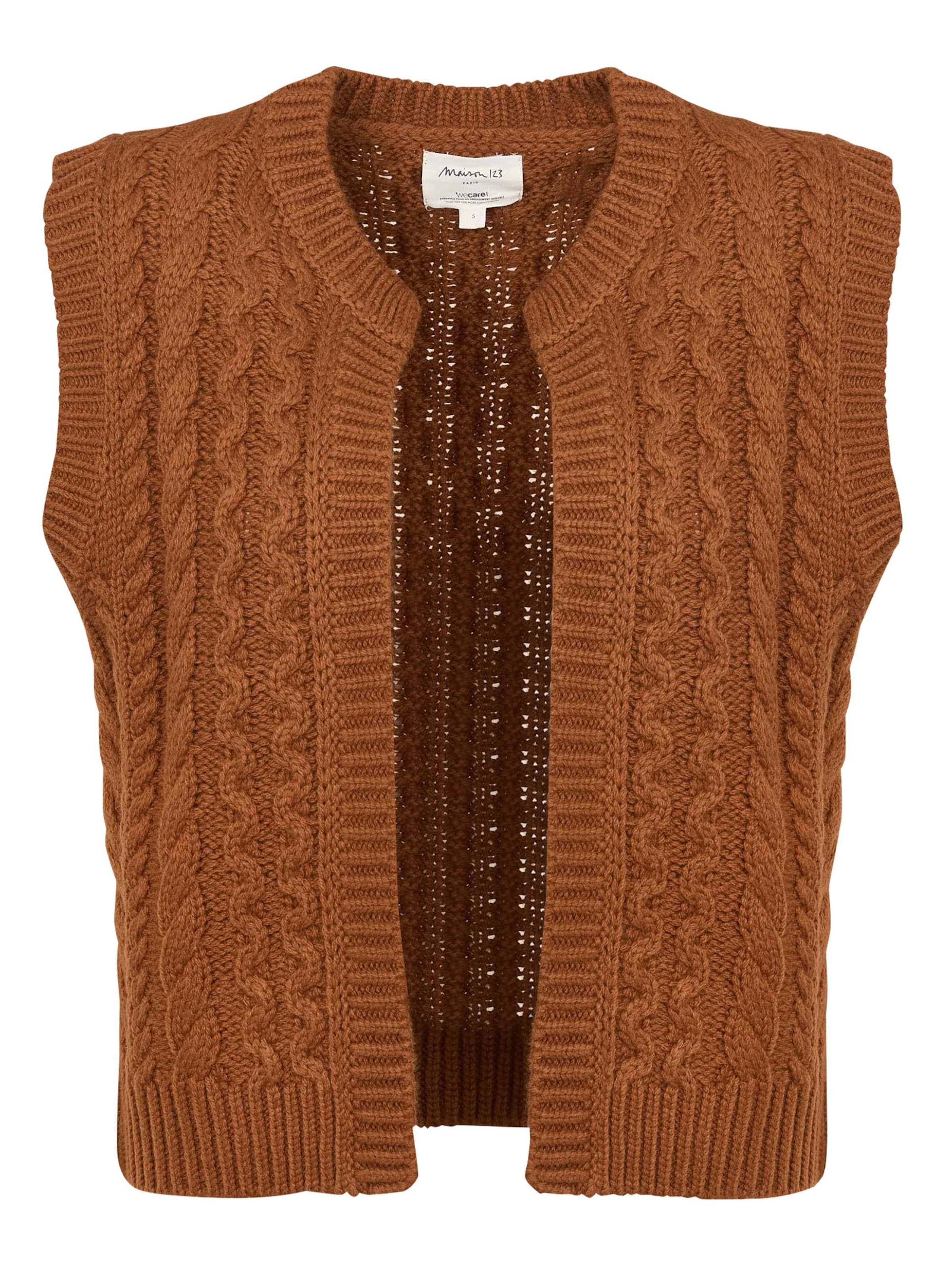 Maison 123 Knit Cardigan 'Bixente' in Brown: front