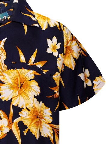 King Kameha Shirt 'Mono Flowers' in Yellow