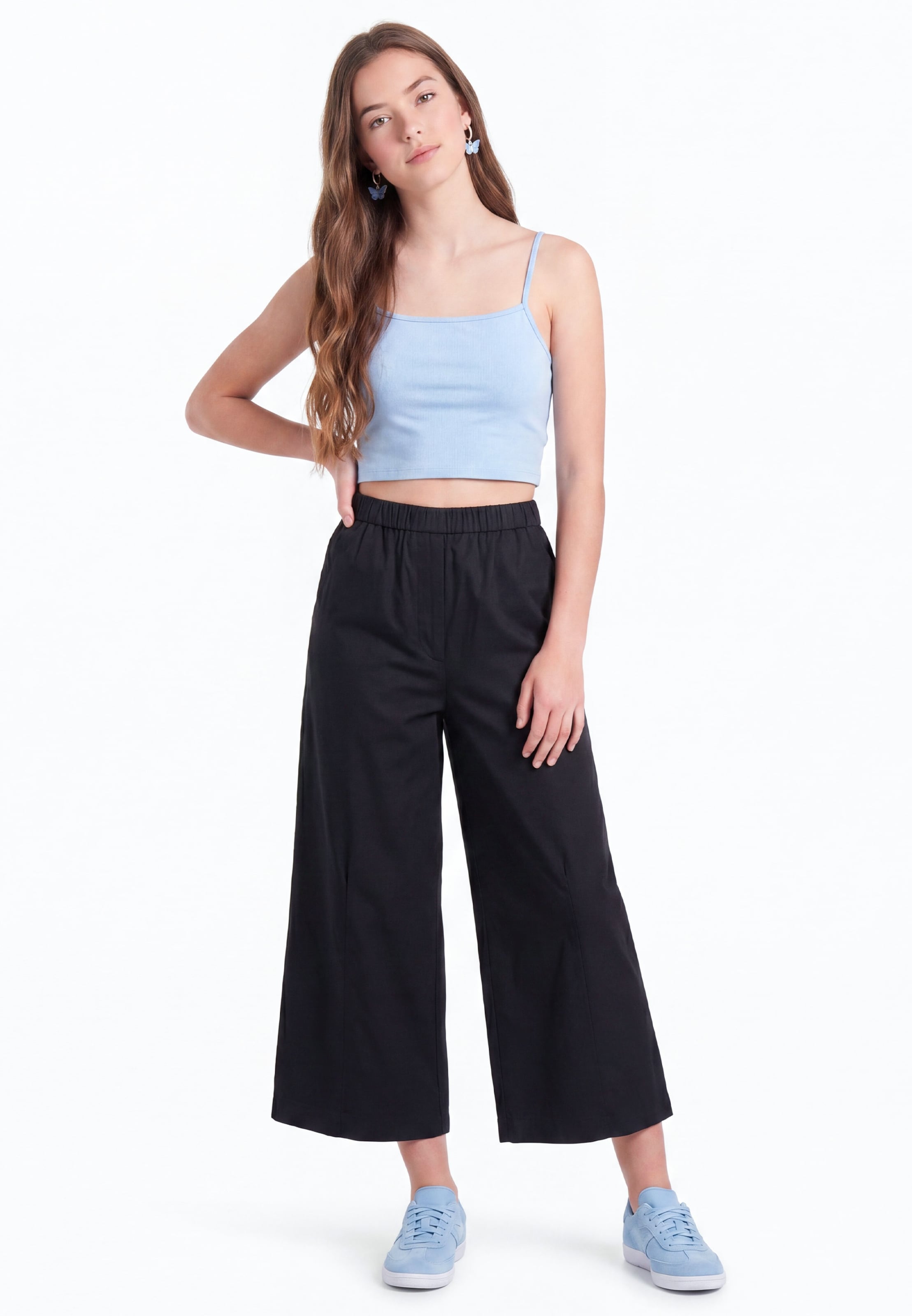 MYMO - Pierna ancha Pantalón en negro