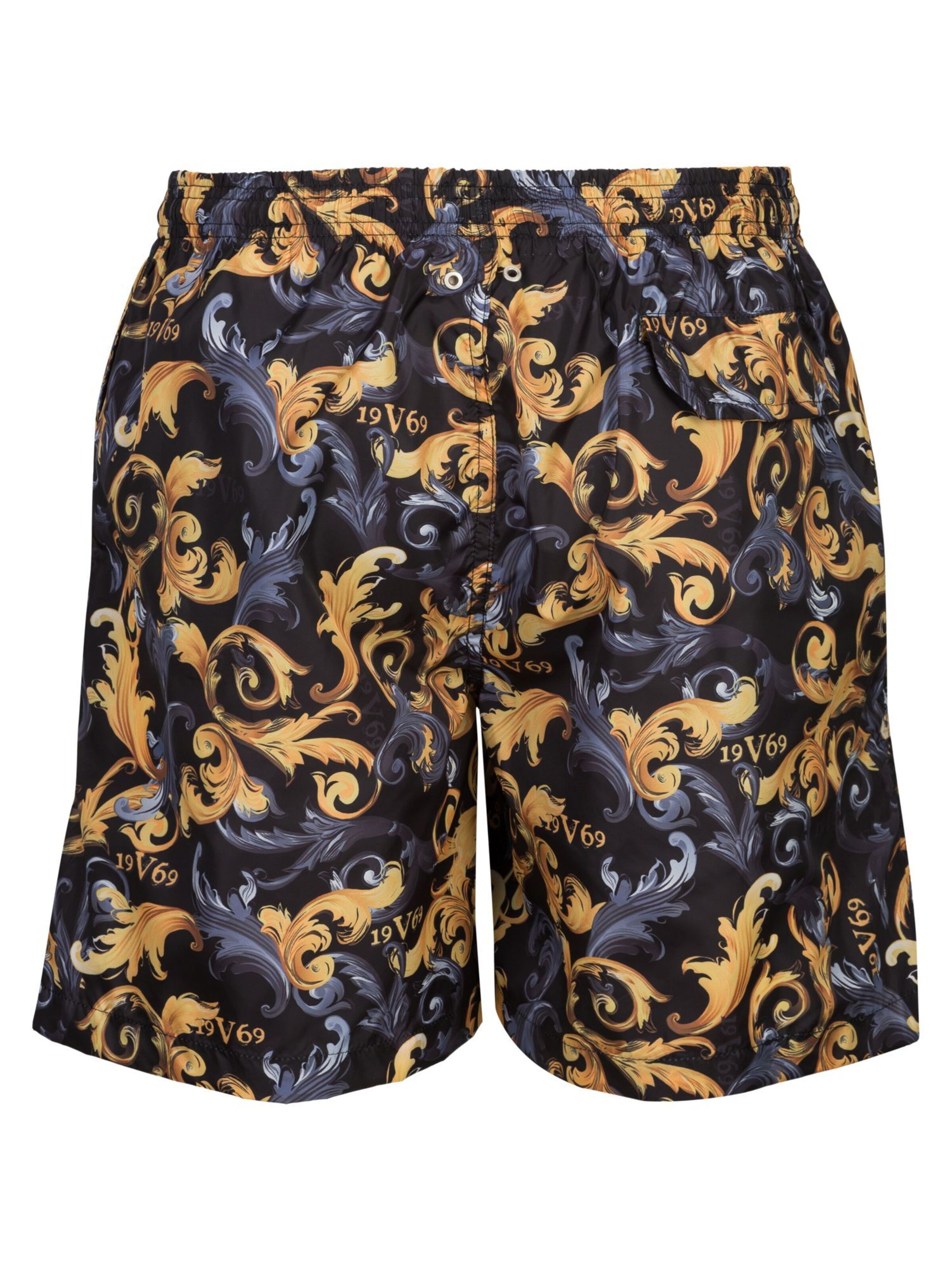 19V69 ITALIA Badeshorts 'Siro New Baroque' in Schwarz