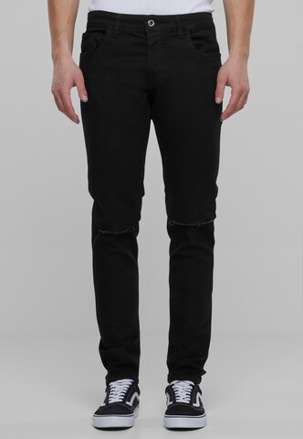 2Y Premium Slimfit Jeans in Zwart: voorkant