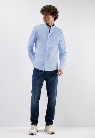 Street One MEN Regular Fit Slim Fit Popeline Hemd in Blau