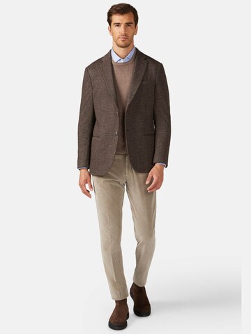 Boggi Milano Regular fit Colbert 'Houndstooth' in Bruin