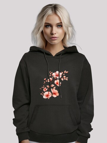 F4NT4STIC Sweatshirt 'Rosa Blumenzweig 3D' in Zwart: voorkant