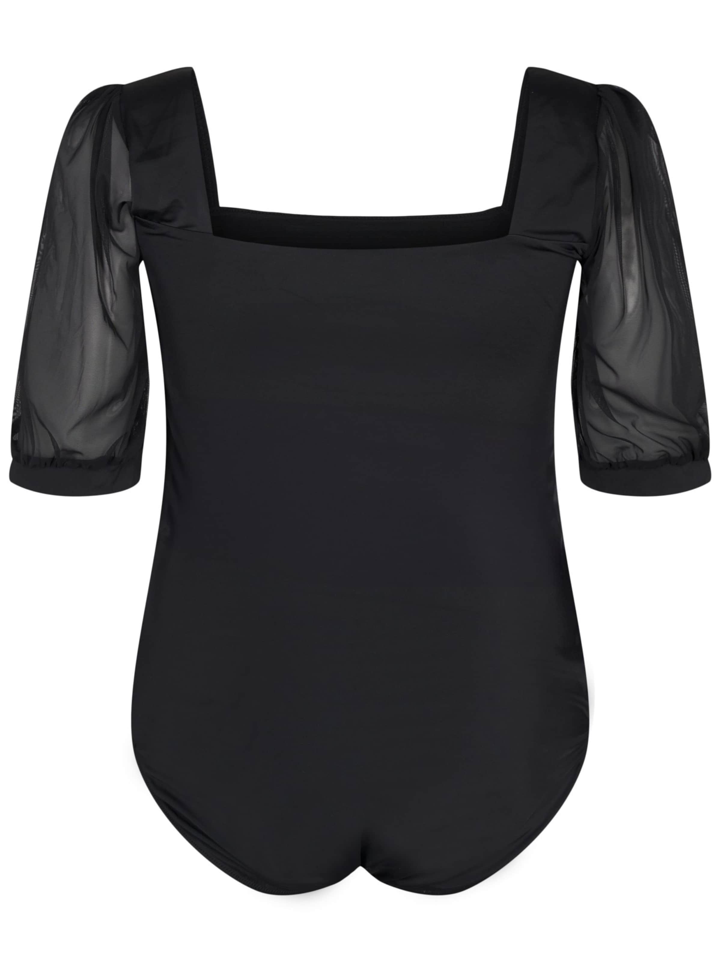 Swim by ZizziT-shirt Jednodijelni kupaći kostim 'SLEEVE' - crna boja