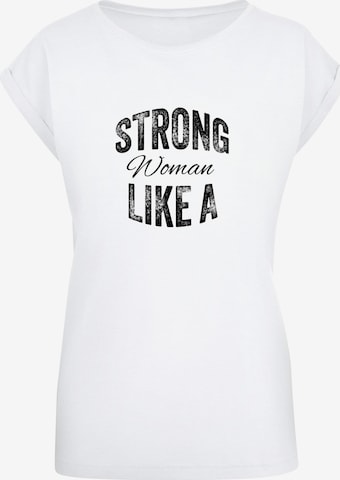Merchcode Shirt 'WD - Strong Like A Woman' in Wit: voorkant