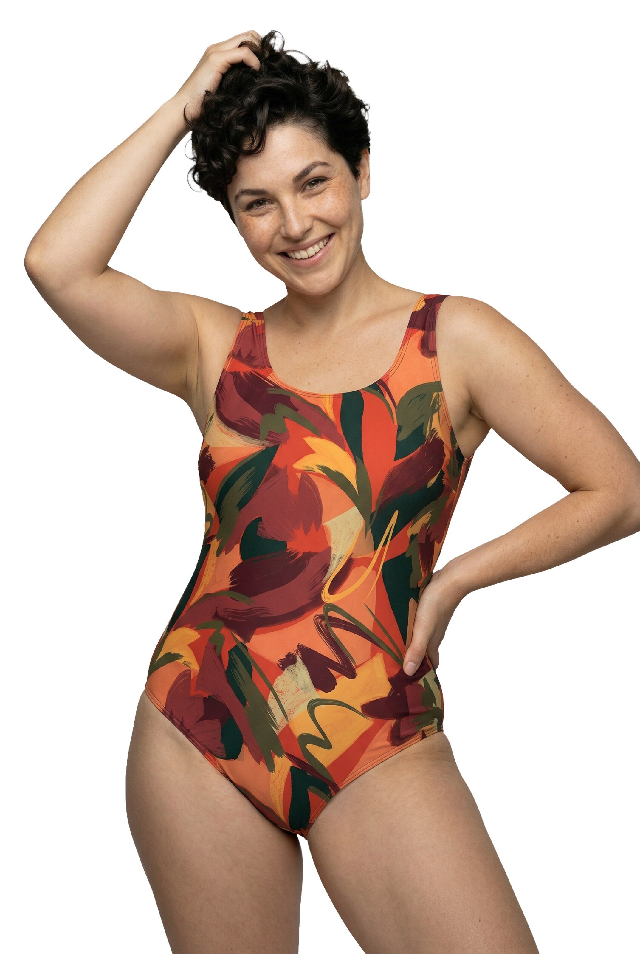 Ulla Popken Badeanzug in Orange: Vorderseite