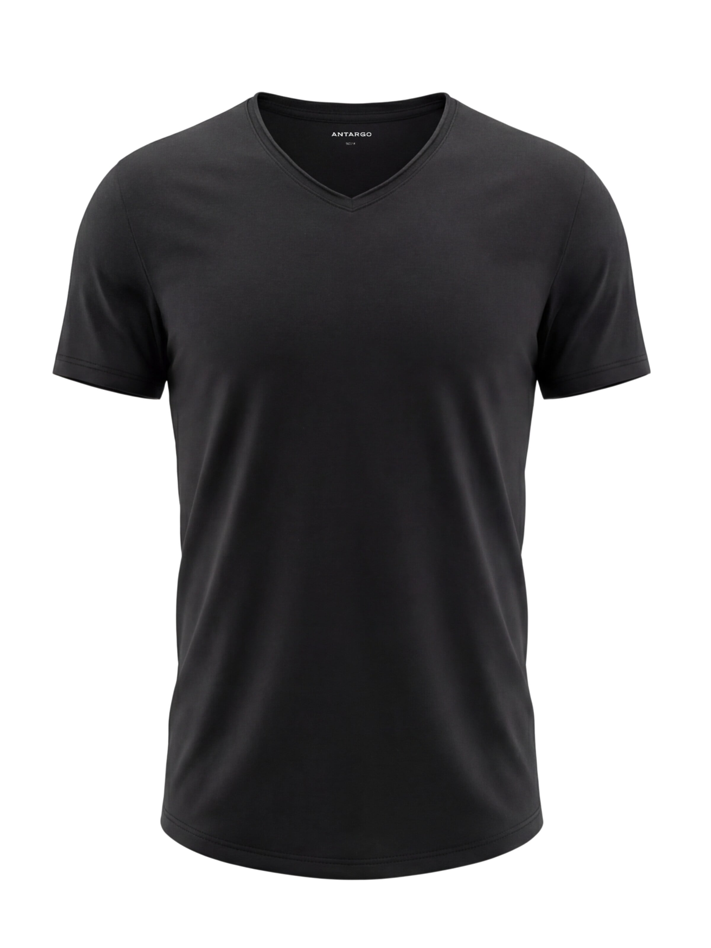 Antargo Shirt 'V-Neck Slub' in Black: front