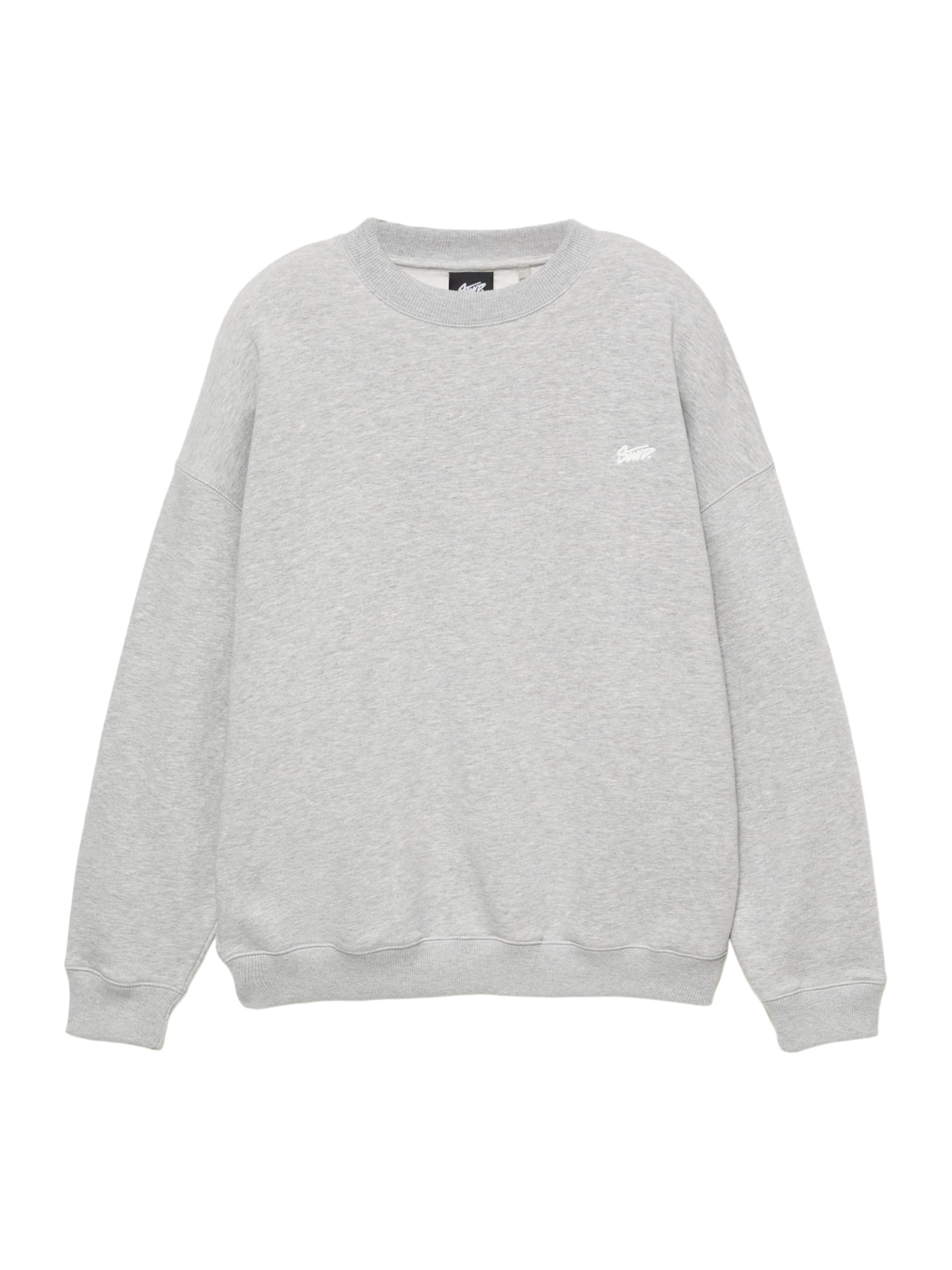 Pull&Bear Sweatshirt 'STWD' in de kleur Lichtgrijs / Wit, Productweergave