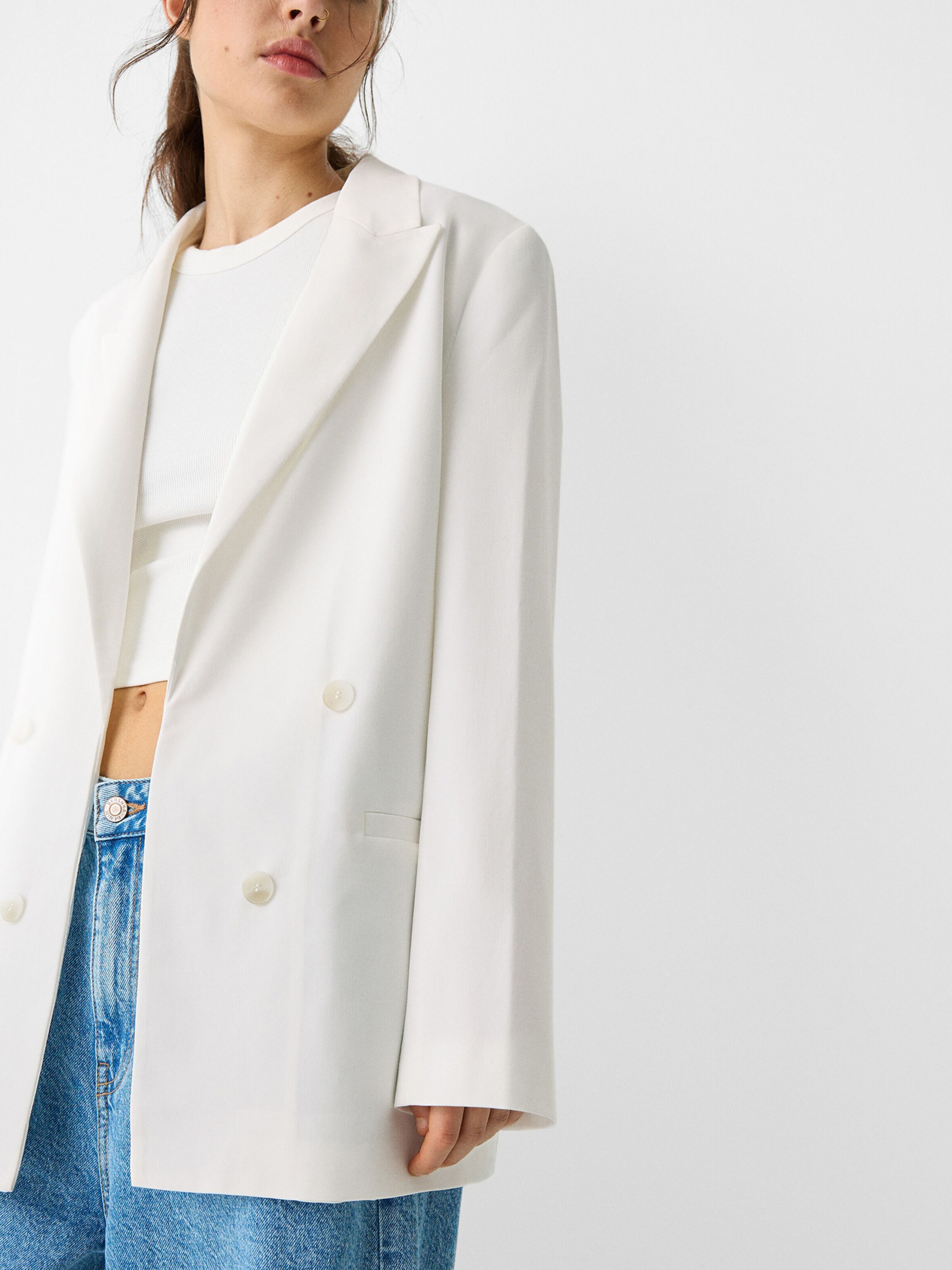 Bershka white blazer best sale
