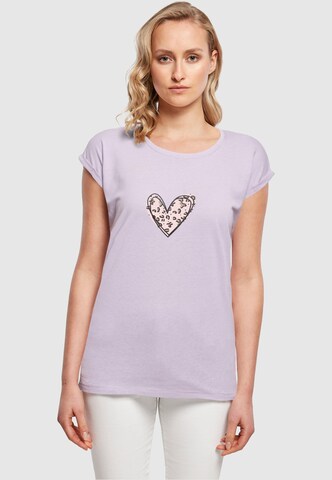 Merchcode Shirt 'Valentines Day - Leopard Heart' in Purple: front