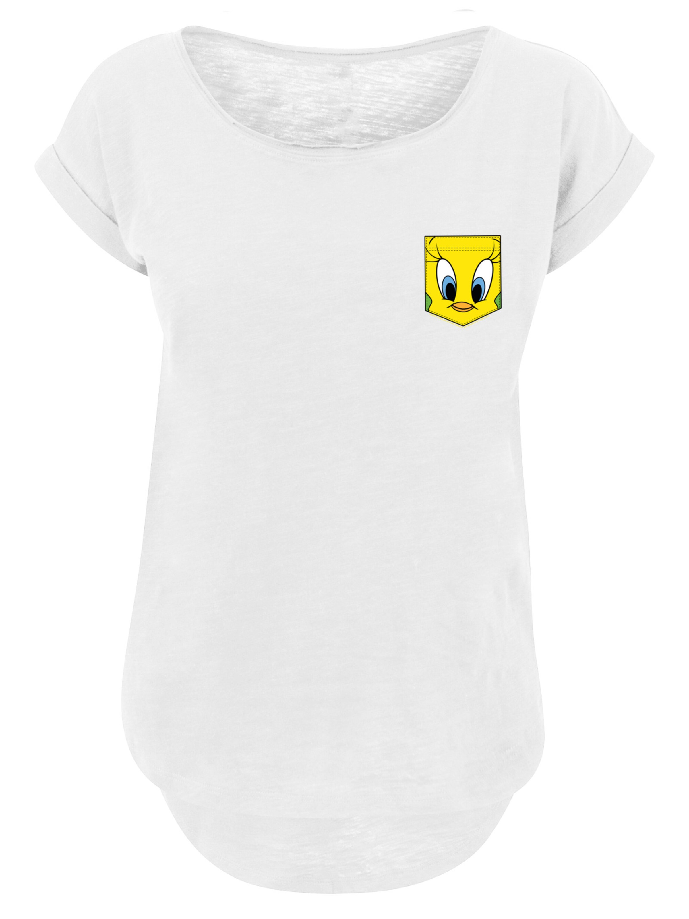 F4NT4STIC Shirt 'Looney Tunes Tweety Pie Face' in de kleur Geel / Wit gemêleerd, Productweergave