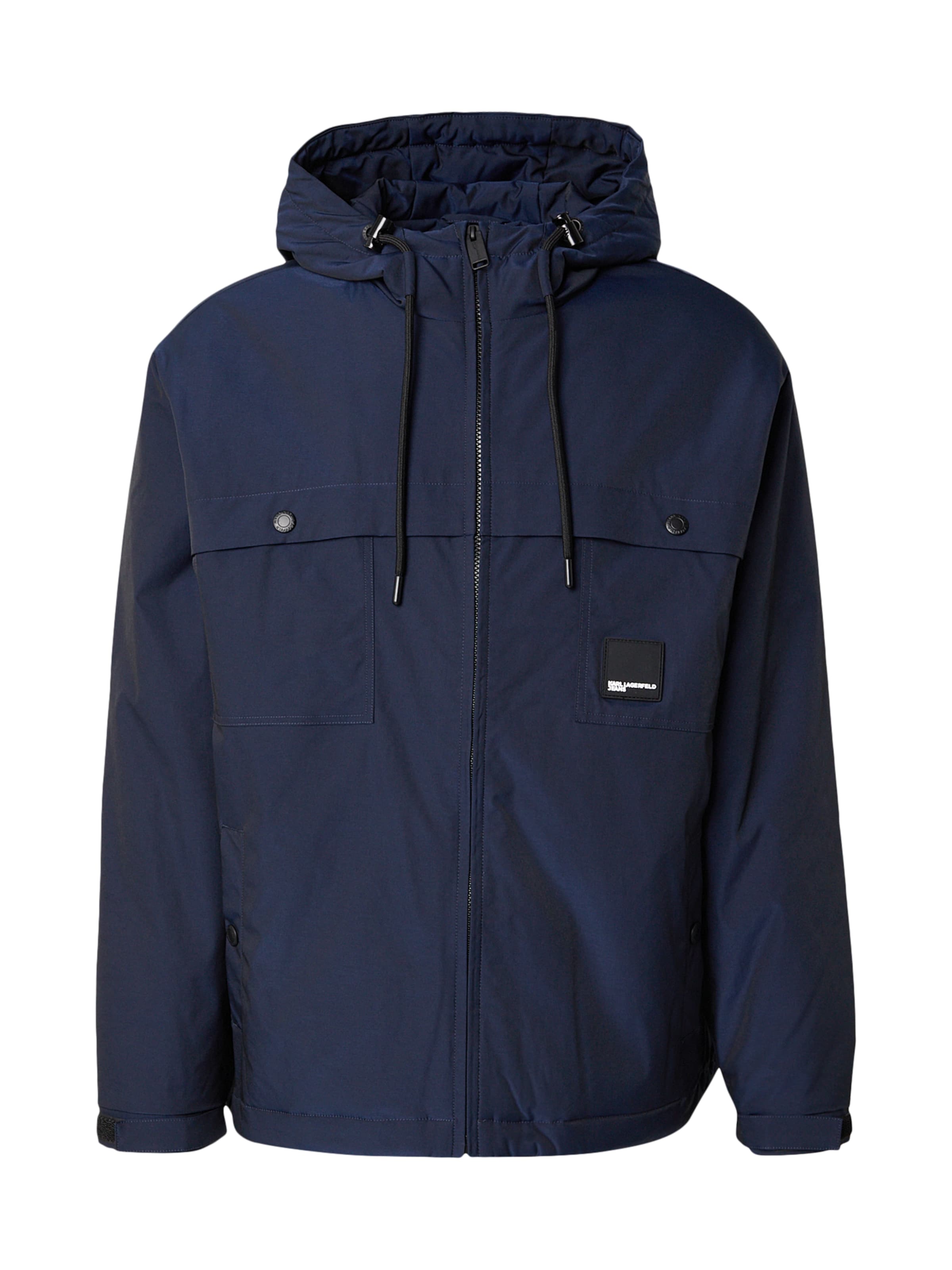 KARL LAGERFELD JEANS Демисезонная куртка 'IS HOT' в Синий: спереди