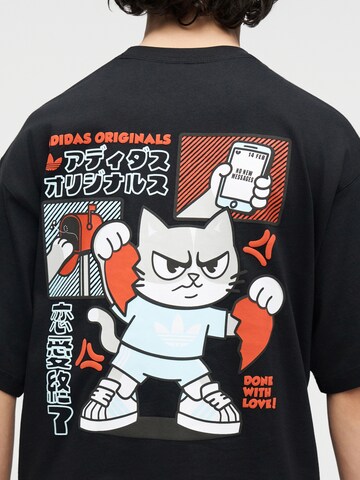 Tricou 'V-Day Heart Broken Cat' de la ADIDAS ORIGINALS pe negru