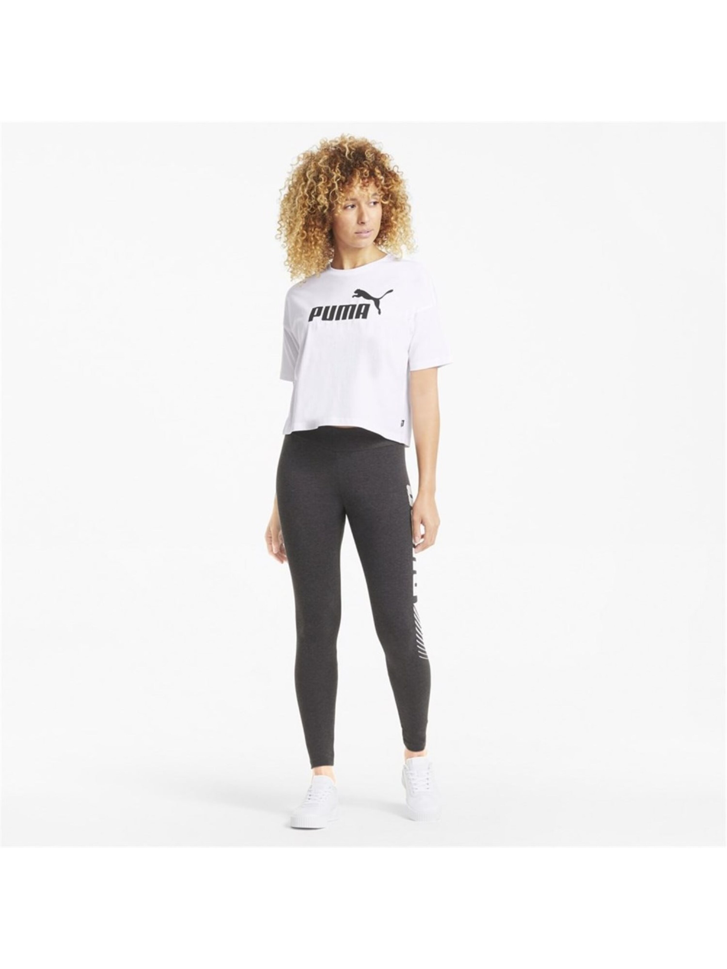 PUMA Shirt 'Ess Cropped Logo' in White