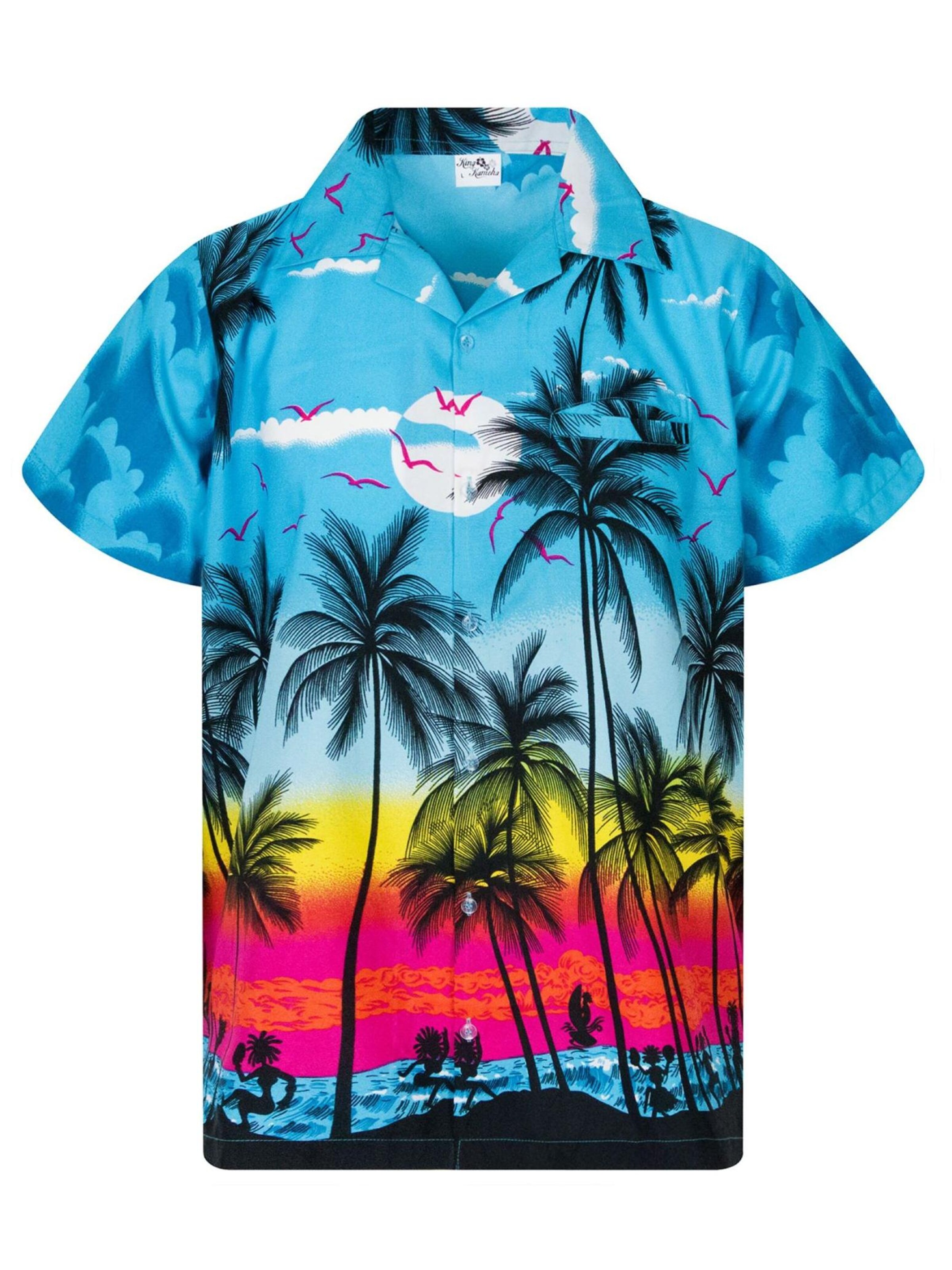 King Kameha Shirt 'Beach' in Blue: front