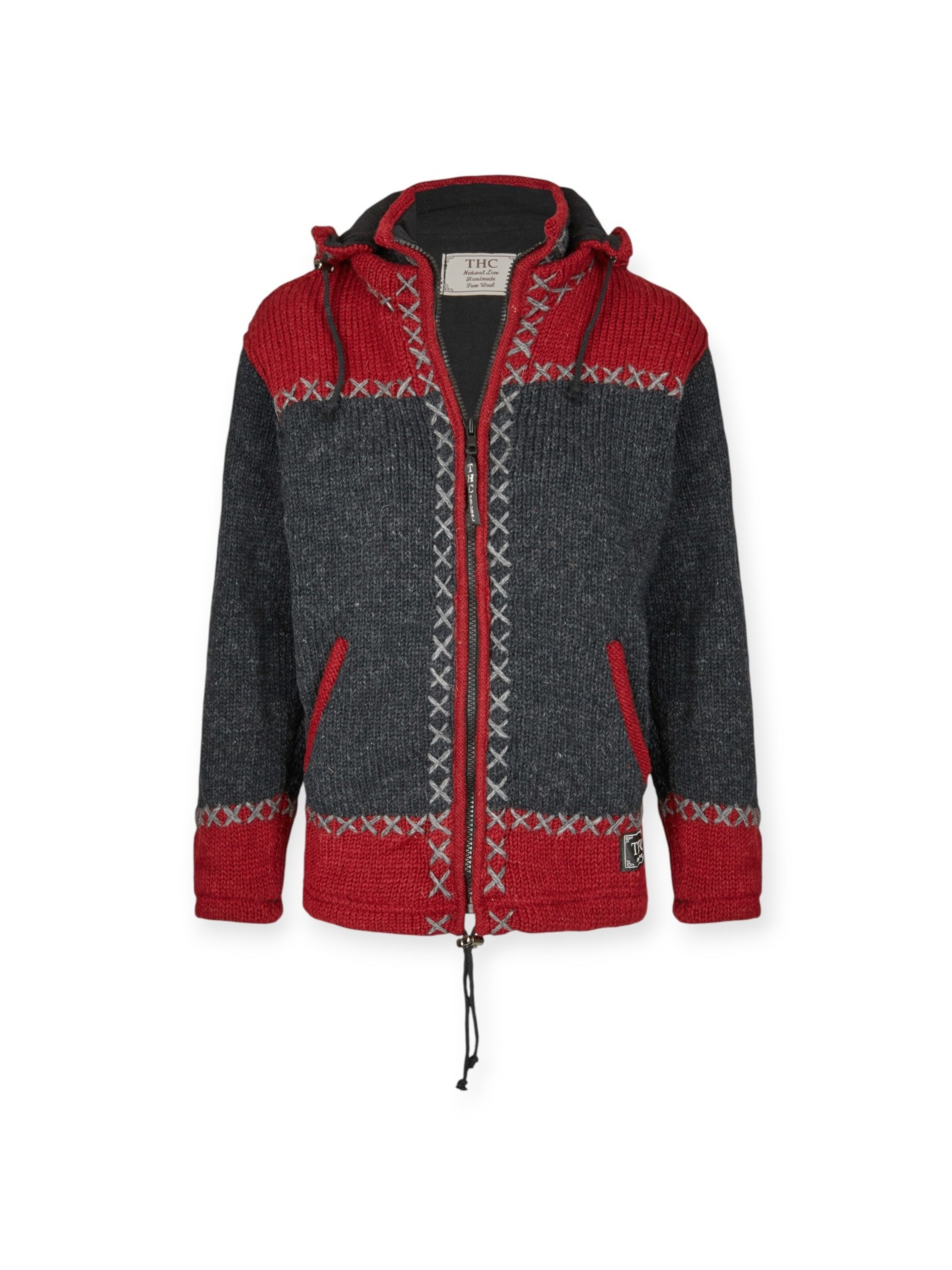 THC Natural Line Knit Cardigan 'THC 512' in Grey: front