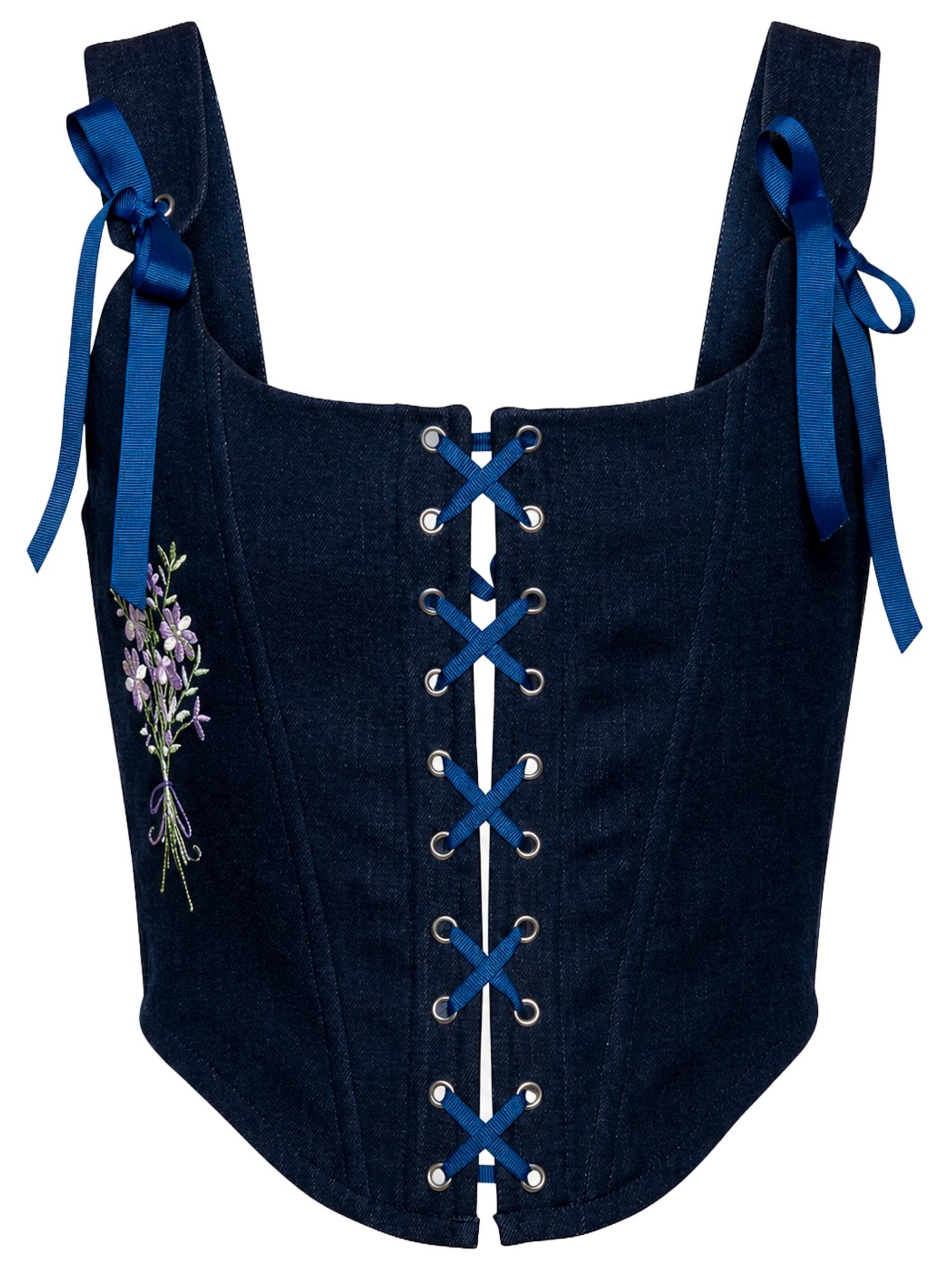 VIADALINNO Corsage 'Midnight Daisy Corset' in Blue: front