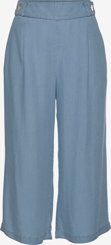 LASCANA Zvonové kalhoty Kalhoty se sklady v pase – modrá: přední strana