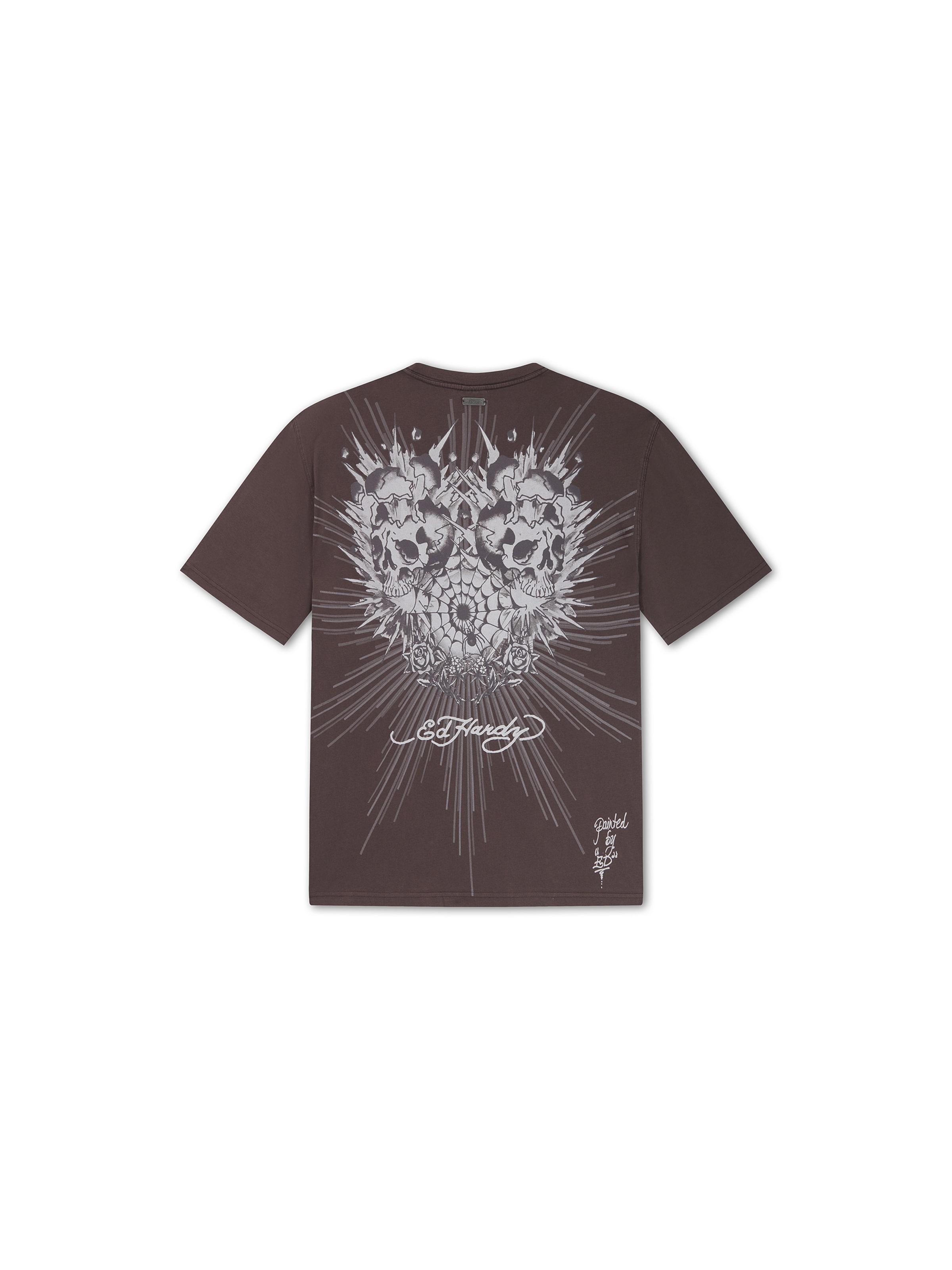 Ed Hardy - Camiseta en marrón: arriba