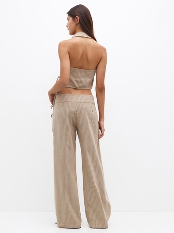 Pull&Bear Wide Leg Hose in Beige