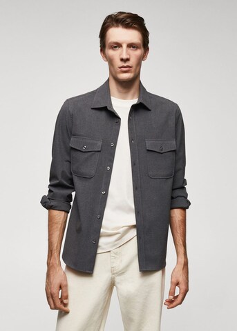MANGO MAN Slim fit Button Up Shirt 'Polan' in Grey: front