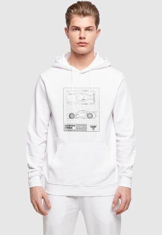 ABSOLUTE CULT Sweatshirt 'Cars - Jackson Storm Blueprint' in Weiß: predná strana