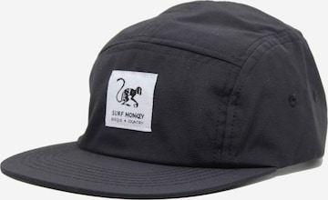 Surf Monkey Athletic Cap in Black: front