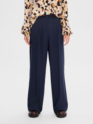 SELECTED Wide leg Trousers with creases in Blue: front