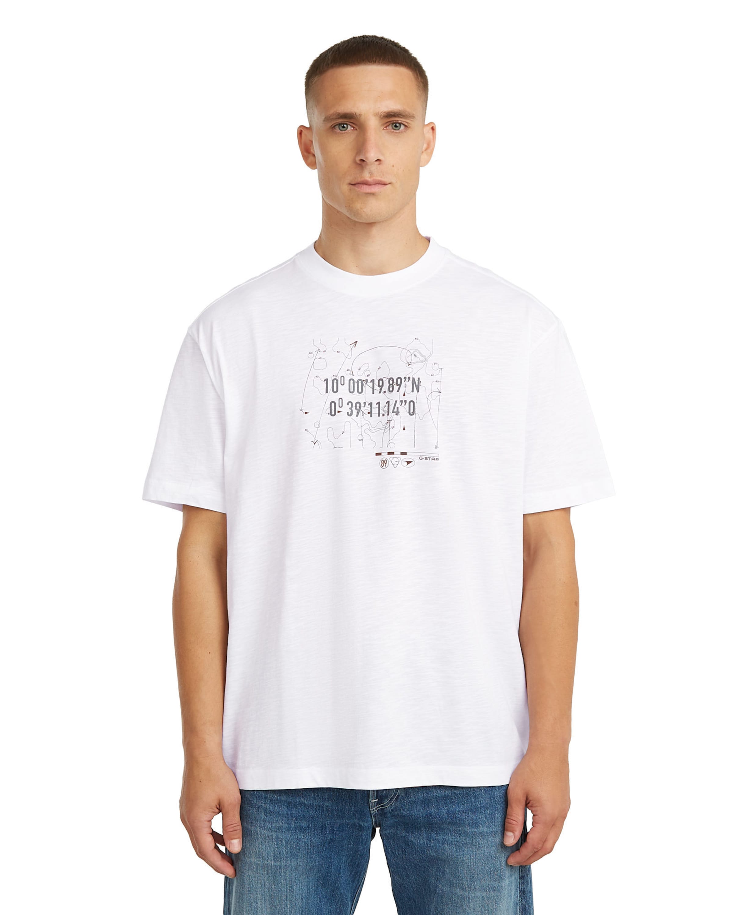 G-STAR T-Shirt - 'Coord Graphic Relaxed T-Shirt' in Weiß: Vorderseite