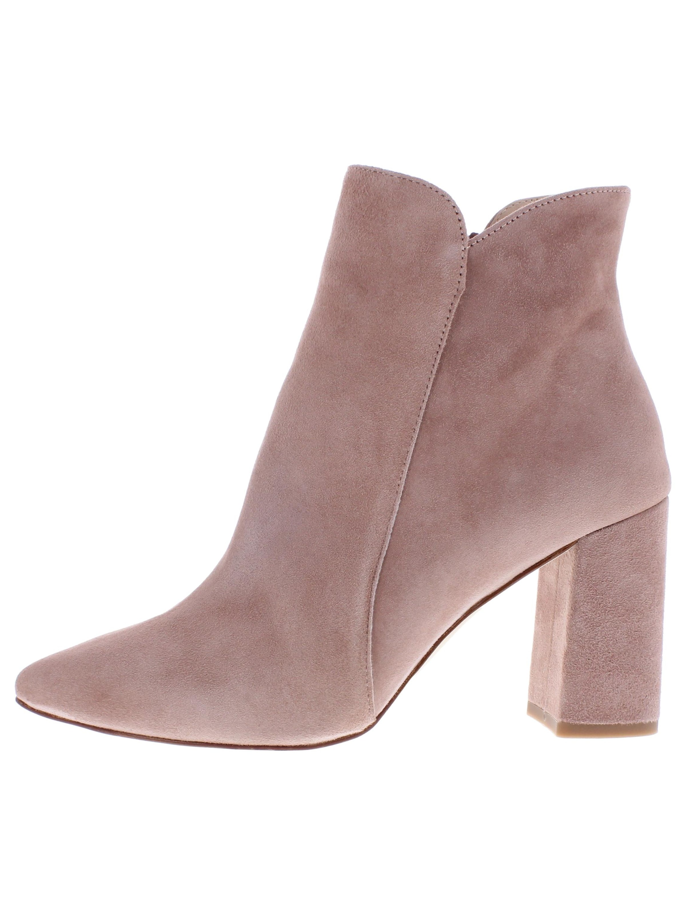 XAVER LUIS Schuhmanufaktur Booties 'VERO - Spitze Stiefelette mit Blockabsatz' in Pink: front